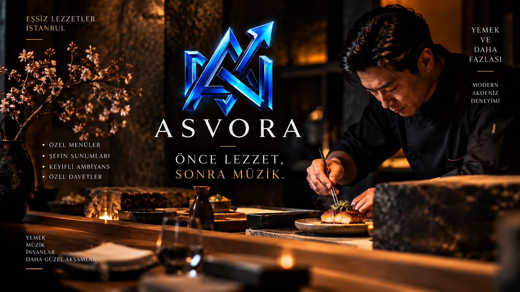 RESTOURANT-SİYAH/BEJ ASVORA Restoran web sitesi demo görseli