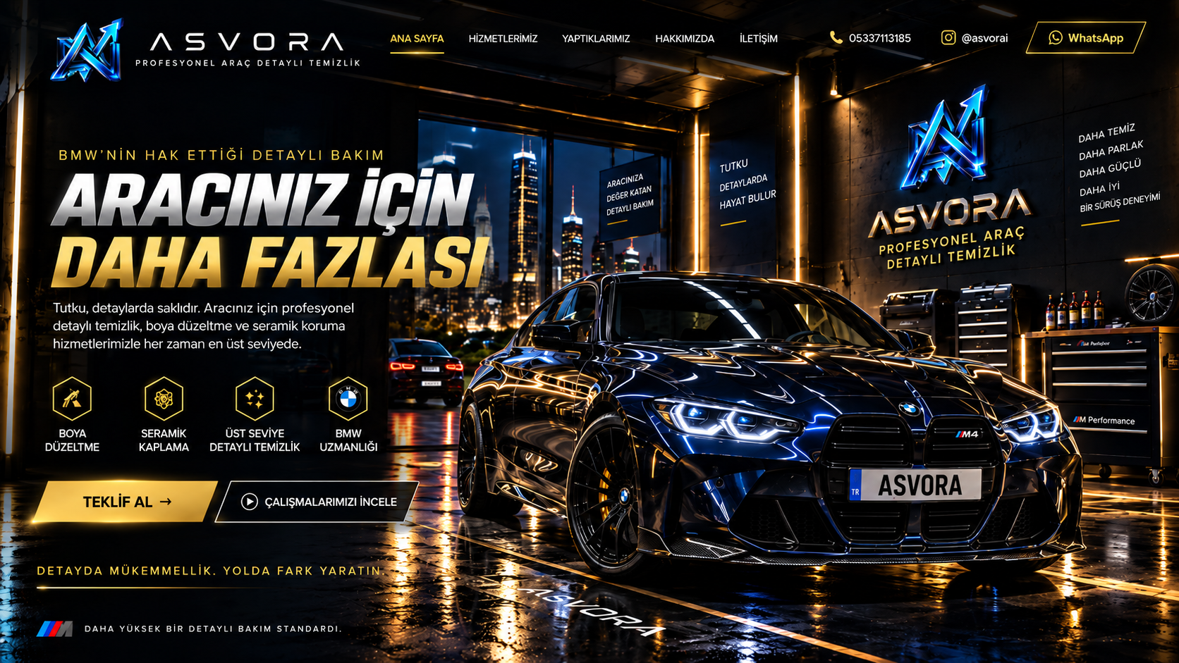 OTO DETALİNG -GOLD ASVORA Oto Detailing web sitesi demo görseli