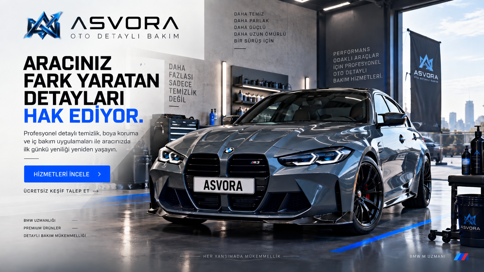 OTO DETALİNG - BEYAZ İMZA ASVORA Oto Detailing web sitesi demo görseli