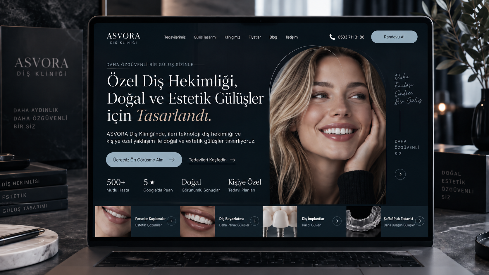 DİŞ KILİNİĞİ - PORSELEN ASVORA Diş Kliniği web sitesi demo görseli