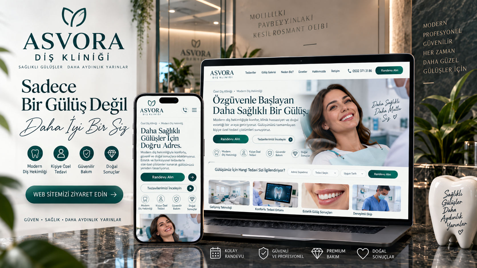 DİŞ KILİNİĞİ - ELEGENCE ASVORA Diş Kliniği web sitesi demo görseli